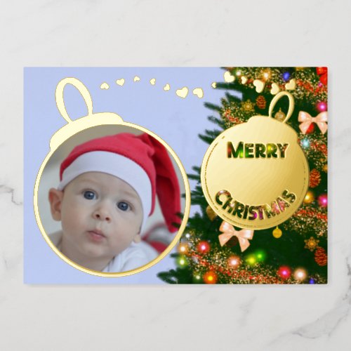 Merry Christmas _ baby picture Foil Holiday Card