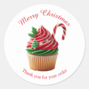 Merry Christmas Bakery Cupcake Thank you Sticker