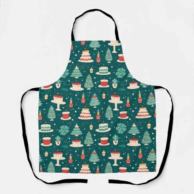 Merry Christmas Baking Pattern Apron (Front)