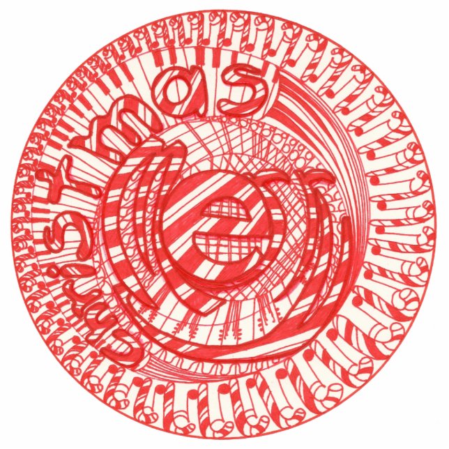 Merry Christmas ball candy canes, ornament (Front)