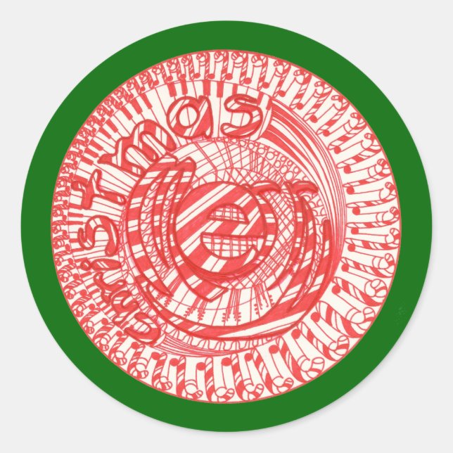 Merry Christmas ball candy canes stickers (Front)