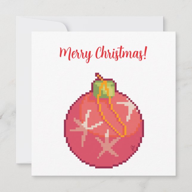 Merry Christmas Ball, Pixelart, Pixel Art  Card (Front)