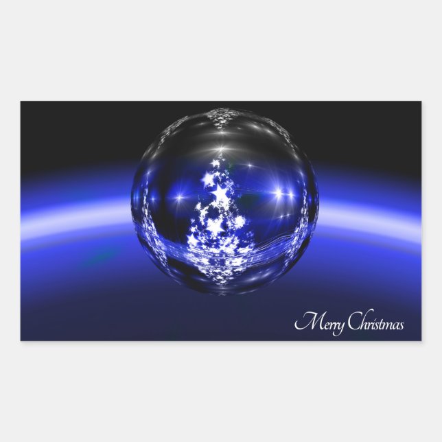 Merry christmas ball rectangular sticker (Front)