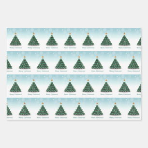 Merry Christmas Balls Tree Mint Pastel Design Wrapping Paper Sheets