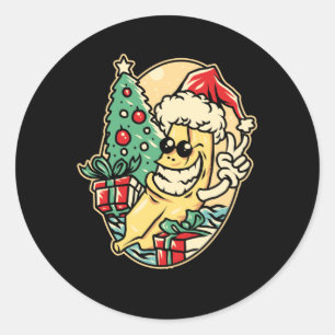 Merry Christmas Banana Classic Round Sticker