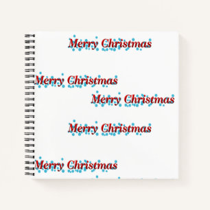 Merry Christmas banner with snowflakes and red tex Notebook