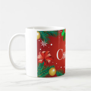Merry Christmas banner, Xmas Party with gifts box, Coffee Mug