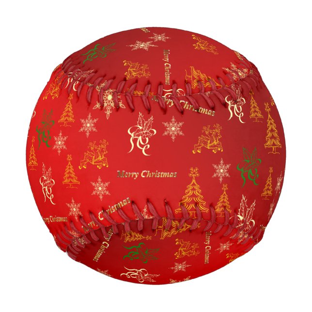 Merry Christmas and Happy New year on green ribbon Baseball, Zazzle