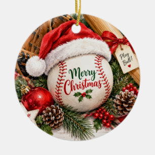 Merry Christmas Baseball Holiday Ornament