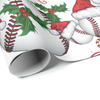 Merry Christmas Baseball  Santa Wrapping Paper