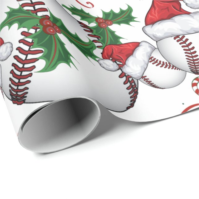 Merry Christmas Baseball  Santa Wrapping Paper (Roll Corner)