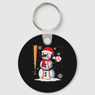 Merry Christmas Baseball Snowman Holiday Srts Xmas Keychain