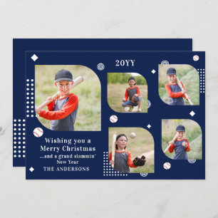 Merry Christmas Baseball Sport 5 Photo Family Name