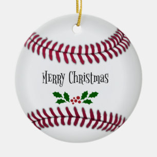 Merry Christmas, Baseball-Theme, Ceramic Ornament