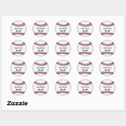 Merry Christmas Baseball_Theme Design Classic Round Sticker