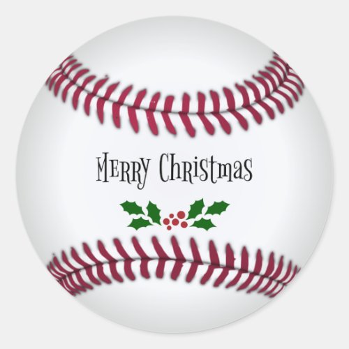Merry Christmas Baseball_Theme Design Classic Round Sticker
