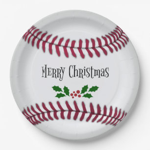 Merry Christmas, Baseball-Theme, Paper Plates