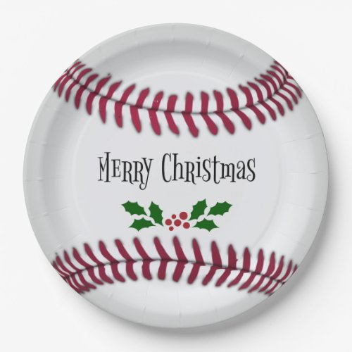 Merry Christmas Baseball_Theme Paper Plates