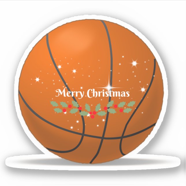 Merry Christmas, basketball holiday design Sticker (Front)