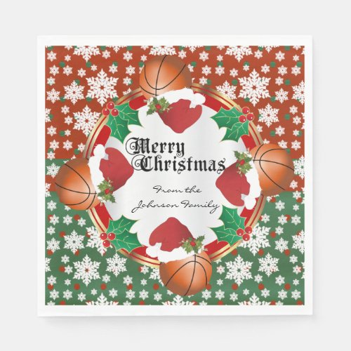 Merry Christmas  Basketball Lovers Paper Napkins