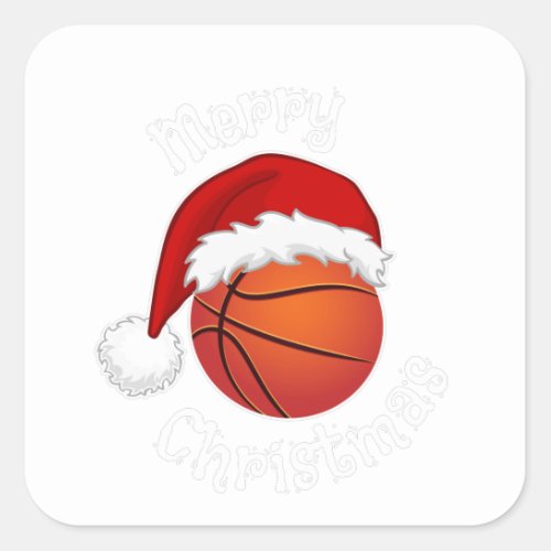 Merry Christmas Basketball Sport fans Santa hat Square Sticker