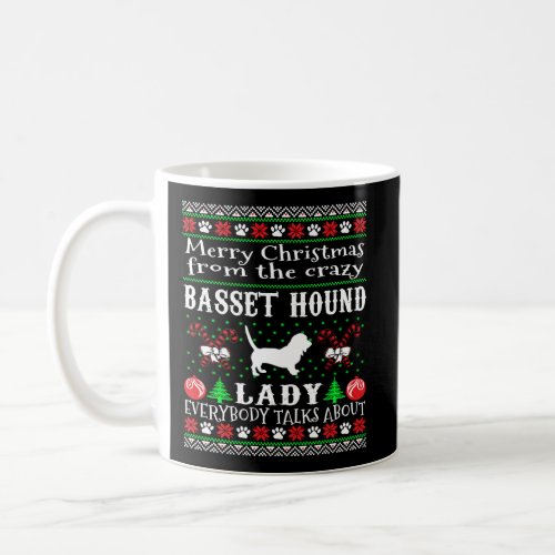 Merry Christmas Basset Hound Lady Ugly Sweater Coffee Mug