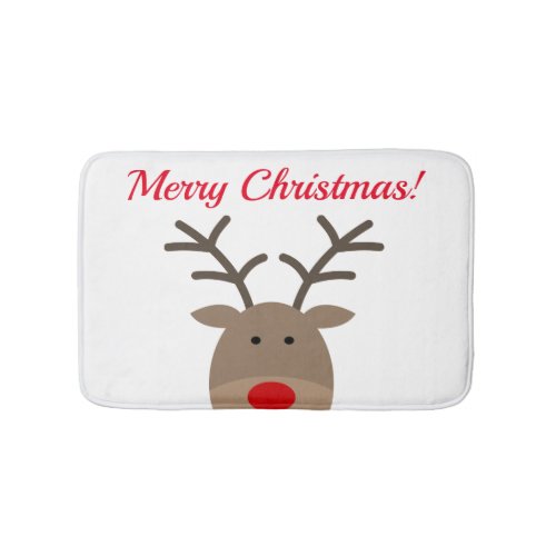 Merry Christmas bath mat with cute Rudolf reindeer