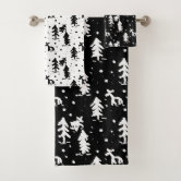 Black and White Christmas Typography Design Hand & Bath Towel