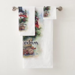 Merry Christmas Bath Towel Set