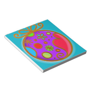 Merry Christmas Bauble Colorful Purple Red Notepad