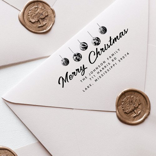 Merry Christmas Bauble Name Address Self_inking Stamp