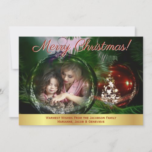 Merry Christmas Bauble Ornament Photo Frame Holiday Card