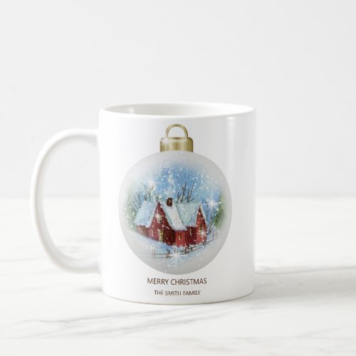 Merry Christmas Bauble Ornament Snow Fall Coffee Mug