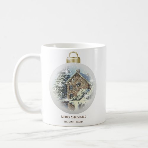 Merry Christmas Bauble Ornament Snow Flakes Coffee Mug