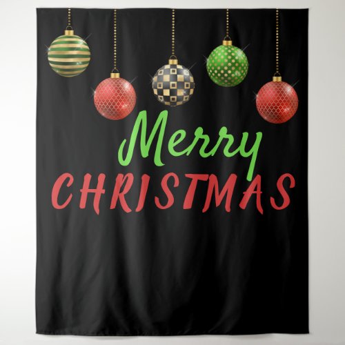 Merry Christmas Baubles Backdrop Tapestry