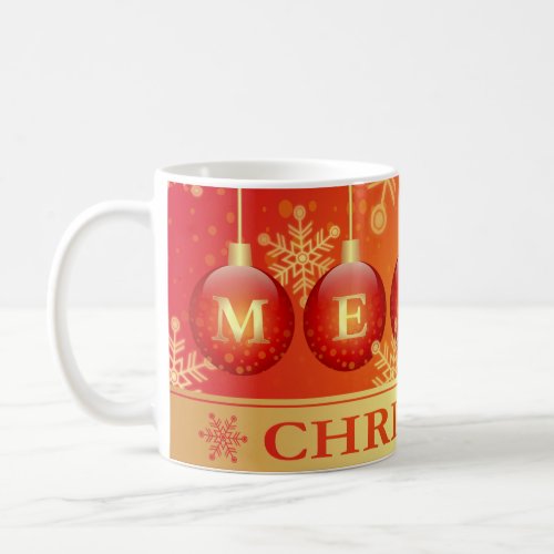 Merry Christmas Baubles Red Gold Mug  Chocolates