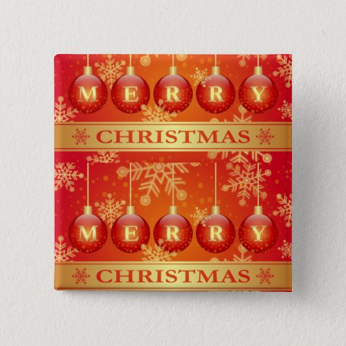 Merry Christmas Baubles Red Gold Ornaments Button