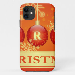 Merry Christmas Baubles Red Gold Ornaments iPhone 11 Case