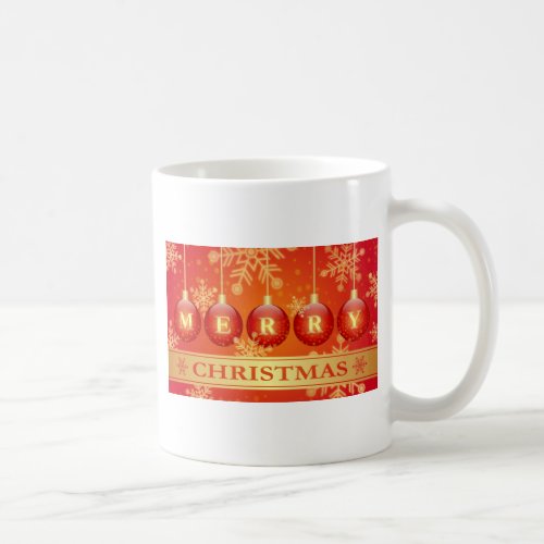 Merry Christmas Baubles Red Gold Ornaments Coffee Mug