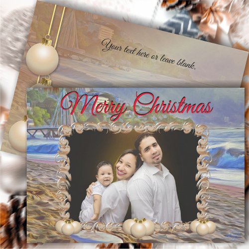 Merry Christmas Beach Family 786 Holiday Card