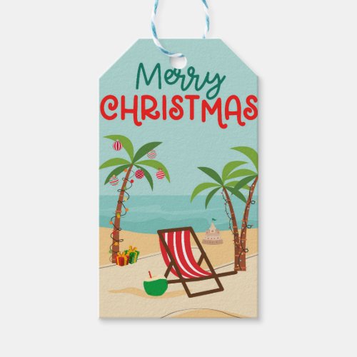 Merry Christmas Beach  Gift Tags