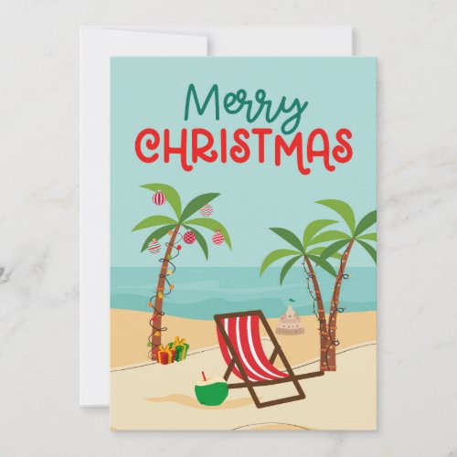 Merry Christmas Beach  Holiday Card