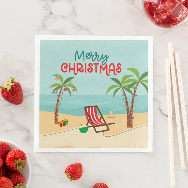  Merry Christmas Beach Party Paper Dinner Napkins (Insitu)