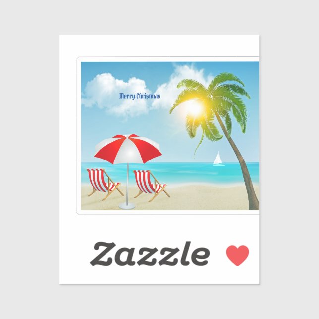 Merry Christmas  Beach  Sticker (Sheet)