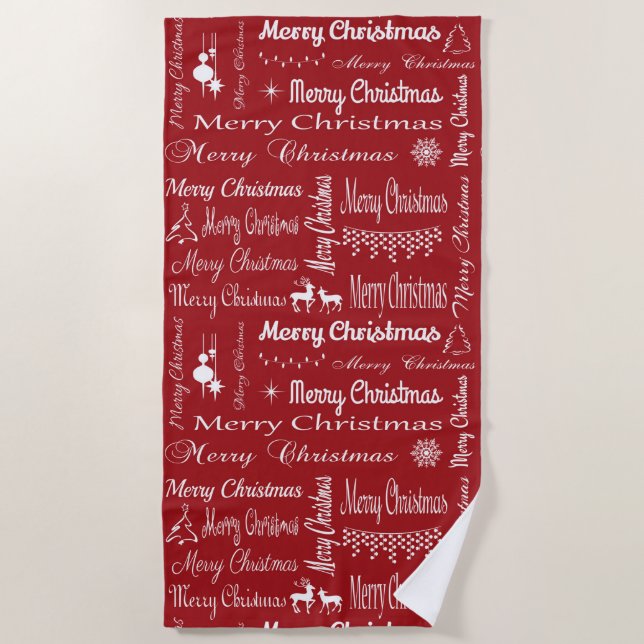 Merry Christmas Beach Towel (Front)