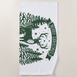 Merry Christmas Beach Towel