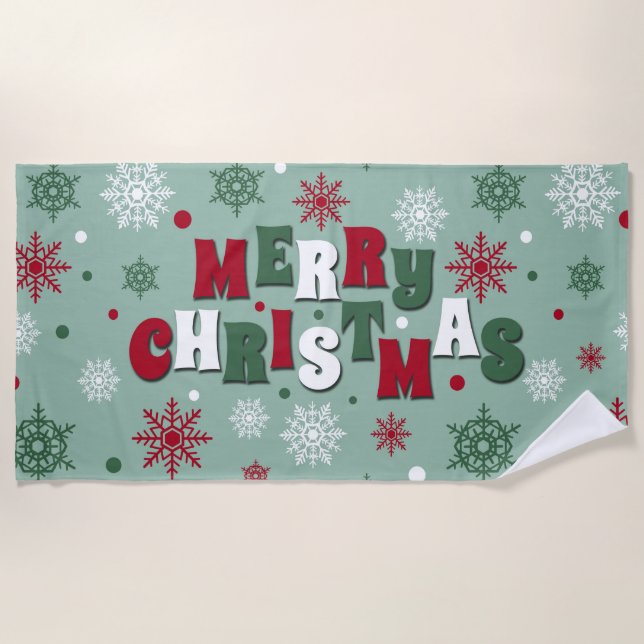 Merry Christmas Beach Towel (Front)