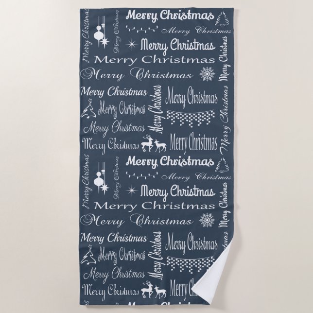 Merry Christmas Beach Towel (Front)