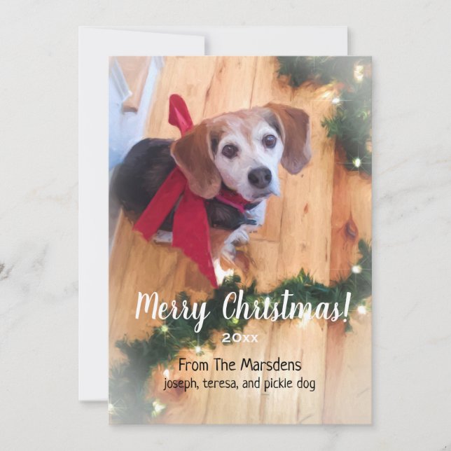 Merry Christmas Beagle Customizable Flat Card (Front)