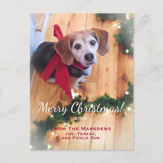 Merry Christmas Beagle Customizable Holiday Postcard (Front)